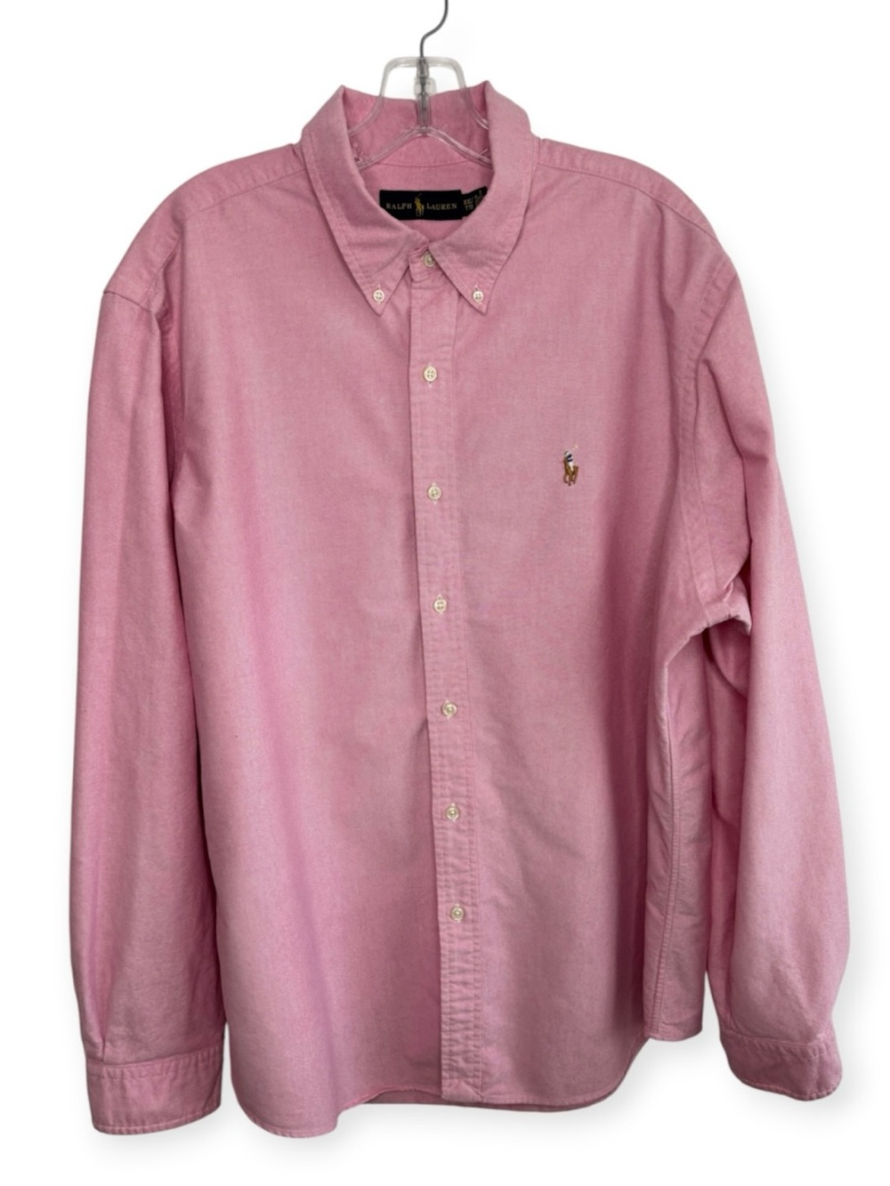 Ralph Lauren XXL Classic Oxford Shirt Long Sleeve Button Down Pink Polo Pony